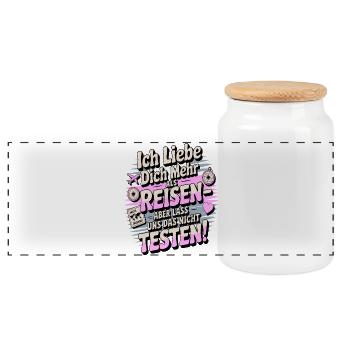 I Love You More Than Travel Humor - Panoramic Cookie Jar with Wooden Lid - white - Front