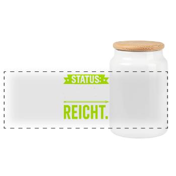 Status: Existiert Reicht – Lustiger Spruch - Panorama Keksdose mit Holzdeckel - Weiß - Vorne