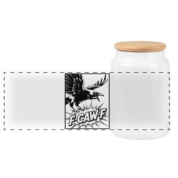F-Caw-F Meme Crow - Boîte à biscuits avec couvercle en bois - blanc - Devant