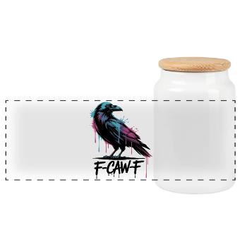 F-Caw-F Meme Crow - Boîte à biscuits avec couvercle en bois - blanc - Devant