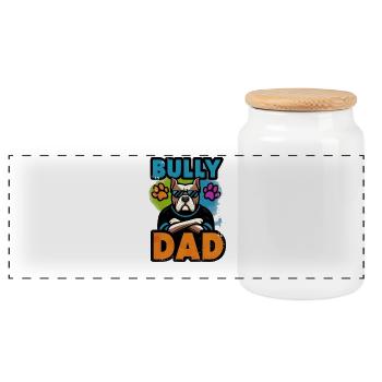 Bulldog Dad Bold Graphic, Father  - Panoramic Cookie Jar with Wooden Lid - white - Front