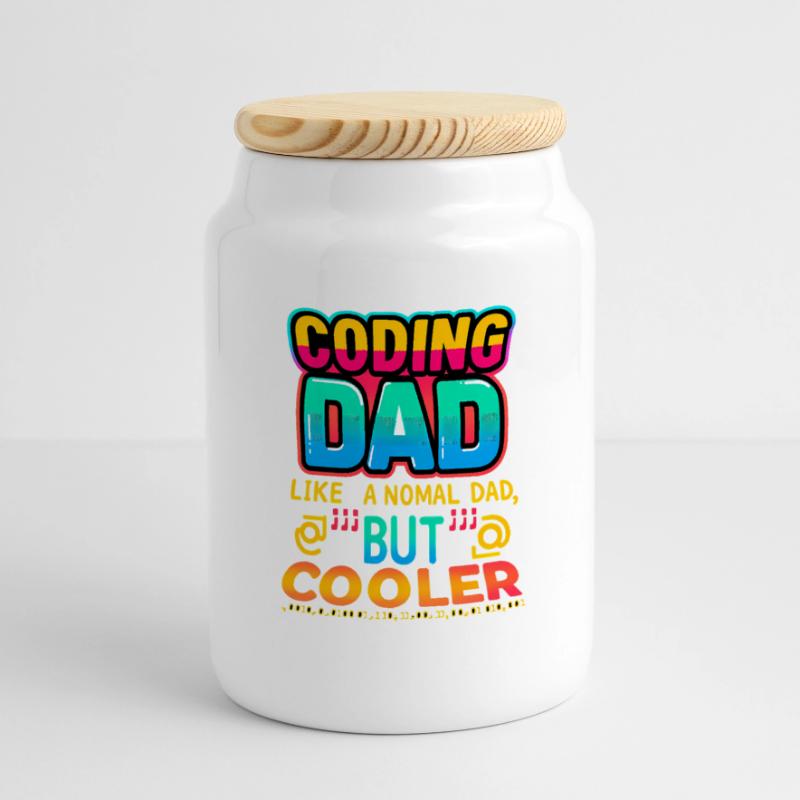 Programmieren Papa Cooler, Programmierer Panorama Keksdose mit Holzdeckel