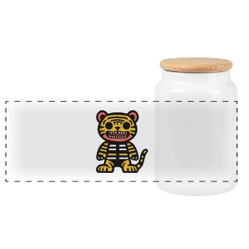 Tiger Halloween Comic Lustig - Panorama Keksdose mit Holzdeckel - Weiß - Vorne