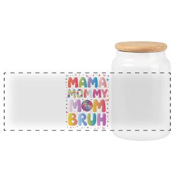 Mama Maman Maman Bruh Arc-en-ciel Disco - Boîte à biscuits avec couvercle en bois - blanc - Devant