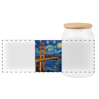 San Francisco Golden Gate Bridge Van Gogh Style - Panorama Keksdose mit Holzdeckel - Weiß - Vorne