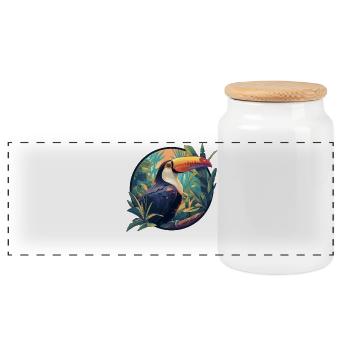 Toucans Toucan - Panoramic Cookie Jar with Wooden Lid - white - Front