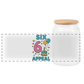 Six 6 Appeal Birthday Party Gift Kids Age 6 - Panorama Keksdose mit Holzdeckel - Weiß - Vorne