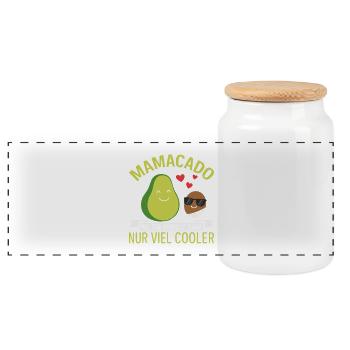 Zukünftige Mutter MAMACADO VIEL COOLER Lustig - Panorama Keksdose mit Holzdeckel - Weiß - Vorne