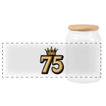 75 Number Krone - Panoramic Cookie Jar with Wooden Lid - white - Front