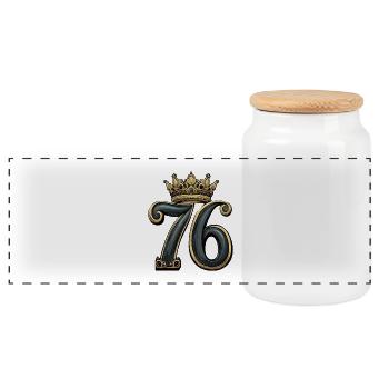 76 Nombre Couronne - Boîte à biscuits avec couvercle en bois - blanc - Devant