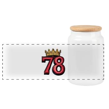78 Number Krone - Panoramic Cookie Jar with Wooden Lid - white - Front