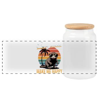 Funny aesthetic Kawaii Platypus - Panoramic Cookie Jar with Wooden Lid - white - Front
