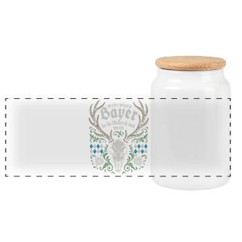 Man cannot become more than a Bavarian - Panoramic Cookie Jar with Wooden Lid - white - Front