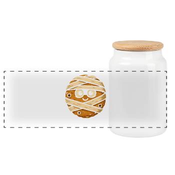 Bandaged Cookie Hero - Panoramic Cookie Jar with Wooden Lid - white - Front