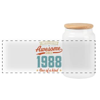 Awesome Since 1988 - Panoramic Cookie Jar with Wooden Lid - white - Front