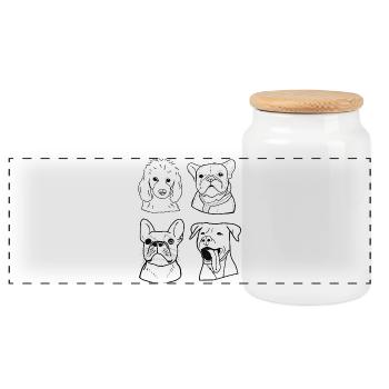 Dogs - Panoramic Cookie Jar with Wooden Lid - white - Front