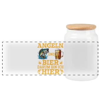 Dad-to-be FISHING AND BEER THAT'S WHY I'M HERE - Panoramic Cookie Jar with Wooden Lid - white - Front