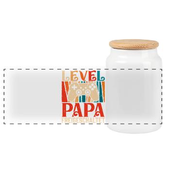 Joueur Papa NIVEAU PAPA DÉBLOQUÉ Rétro Drôle - Boîte à biscuits avec couvercle en bois - blanc - Devant