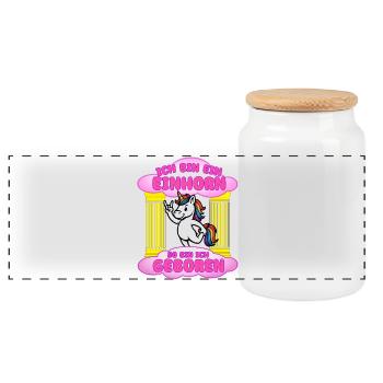 I was born a unicorn - Panoramic Cookie Jar with Wooden Lid - white - Front