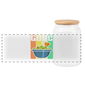 Guac Bowl With Chip Retro Style Humor - Panorama Keksdose mit Holzdeckel - Weiß - Vorne