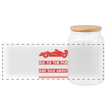 Funny Slot Car Racing & Beer Best Training Racer - Panoramic Cookie Jar with Wooden Lid - white - Front