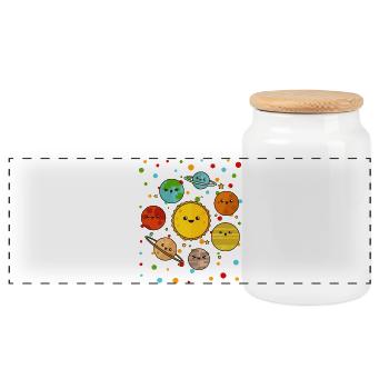 T-shirt du système solaire Spotty - Boîte à biscuits avec couvercle en bois - blanc - Devant