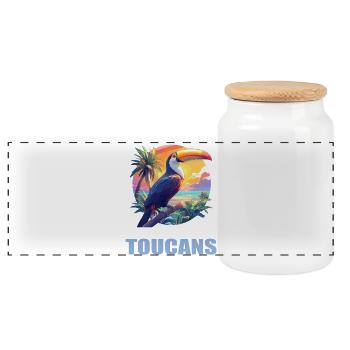 Toucans Toucan - Panoramic Cookie Jar with Wooden Lid - white - Front