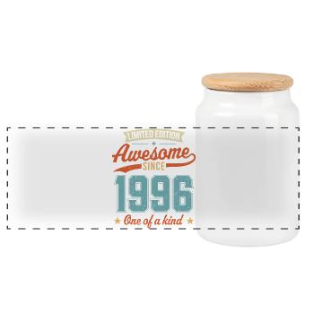 Awesome Since 1996 - Panoramic Cookie Jar with Wooden Lid - white - Front