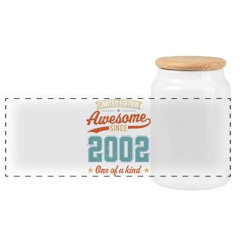 Awesome Since 2002 - Panoramic Cookie Jar with Wooden Lid - white - Front
