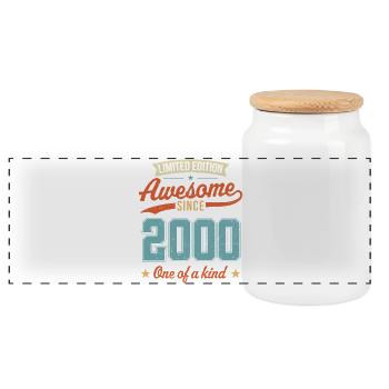 Awesome Since 2000 - Panoramic Cookie Jar with Wooden Lid - white - Front