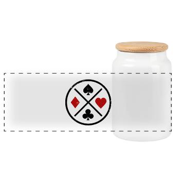 Playing Cards Contrast - Panoramic Cookie Jar with Wooden Lid - white - Front