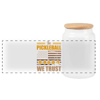 Pickleball We Trust Drapeau des États-Unis - Boîte à biscuits avec couvercle en bois - blanc - Devant