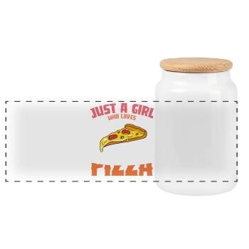 Pizza Love Girl Design - Boîte à biscuits avec couvercle en bois - blanc - Devant