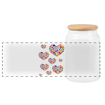 Spotty Hearts T-Shirt | Colourful Dots Love  - Panoramic Cookie Jar with Wooden Lid - white - Front