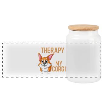 Je n’ai pas besoin de thérapie, j’ai besoin de mon t-shirt corgi - Boîte à biscuits avec couvercle en bois - blanc - Devant