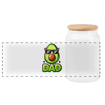 Avocado Dad Cartoon Sonnenbrille - Panorama Keksdose mit Holzdeckel - Weiß - Vorne