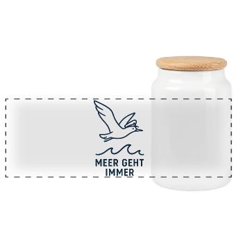 Oiseau de mer et vagues Mer du Nord Mer Baltique Seagull - Boîte à biscuits avec couvercle en bois - blanc - Devant