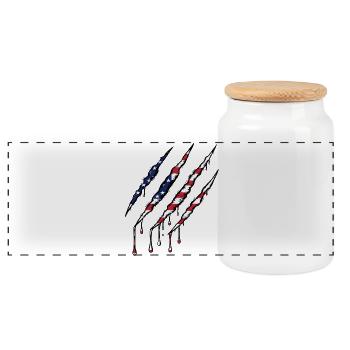 Scratch USA Flag Scratch Trace - Panoramic Cookie Jar with Wooden Lid - white - Front