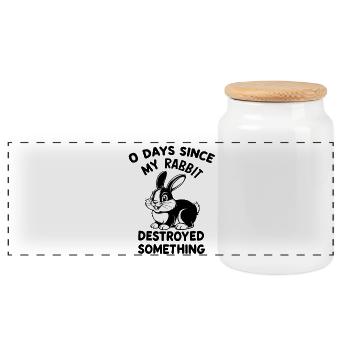 0 jours depuis que mon lapin a détruit quelque chose d’amusant - Boîte à biscuits avec couvercle en bois - blanc - Devant