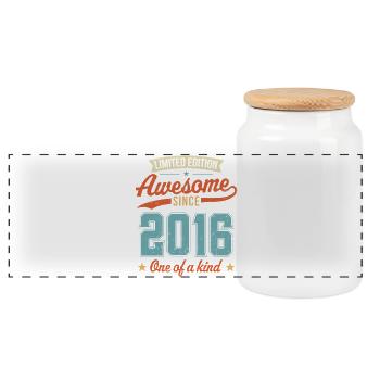 Awesome Since 2016 - Panoramic Cookie Jar with Wooden Lid - white - Front