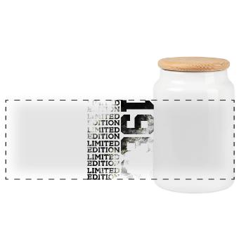 66 YEARS LIMITED EDITION 1960 66TH BIRTHDAY - Panoramic Cookie Jar with Wooden Lid - white - Front