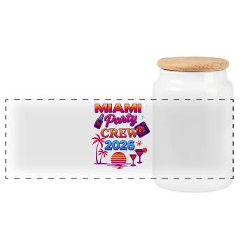 Miami Party Crew 2026 Neon Sunset - Panoramic Cookie Jar with Wooden Lid - white - Front