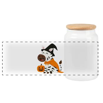 Halloween Zebra - Panorama Keksdose mit Holzdeckel - Weiß - Vorne