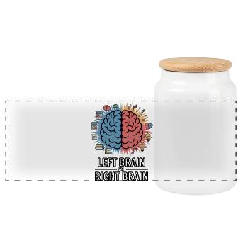 Cerveau gauche vs cerveau droit - Boîte à biscuits avec couvercle en bois - blanc - Devant