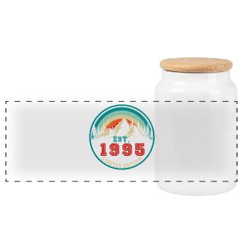 1995 Vintage Vintage Retro Birthday Gift - Panoramic Cookie Jar with Wooden Lid - white - Front