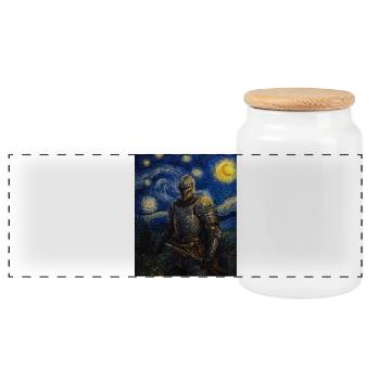 Ritter Van Gogh Style Starry Night - Panoramic Cookie Jar with Wooden Lid - white - Front