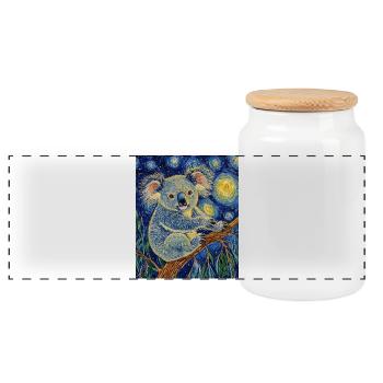 Koala Australien Van Gogh Style Starry Night - Panorama Keksdose mit Holzdeckel - Weiß - Vorne
