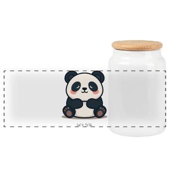 Panda Cartoon T-Shirt – Lazy Fashion - Boîte à biscuits avec couvercle en bois - blanc - Devant
