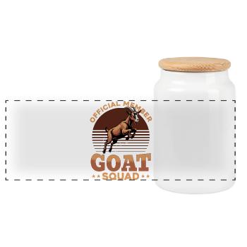 Funny Farm Animal Goat - Panorama Keksdose mit Holzdeckel - Weiß - Vorne