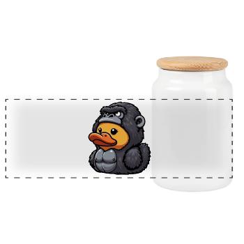 Gorille Canard Dessin Animé Fusion - Boîte à biscuits avec couvercle en bois - blanc - Devant